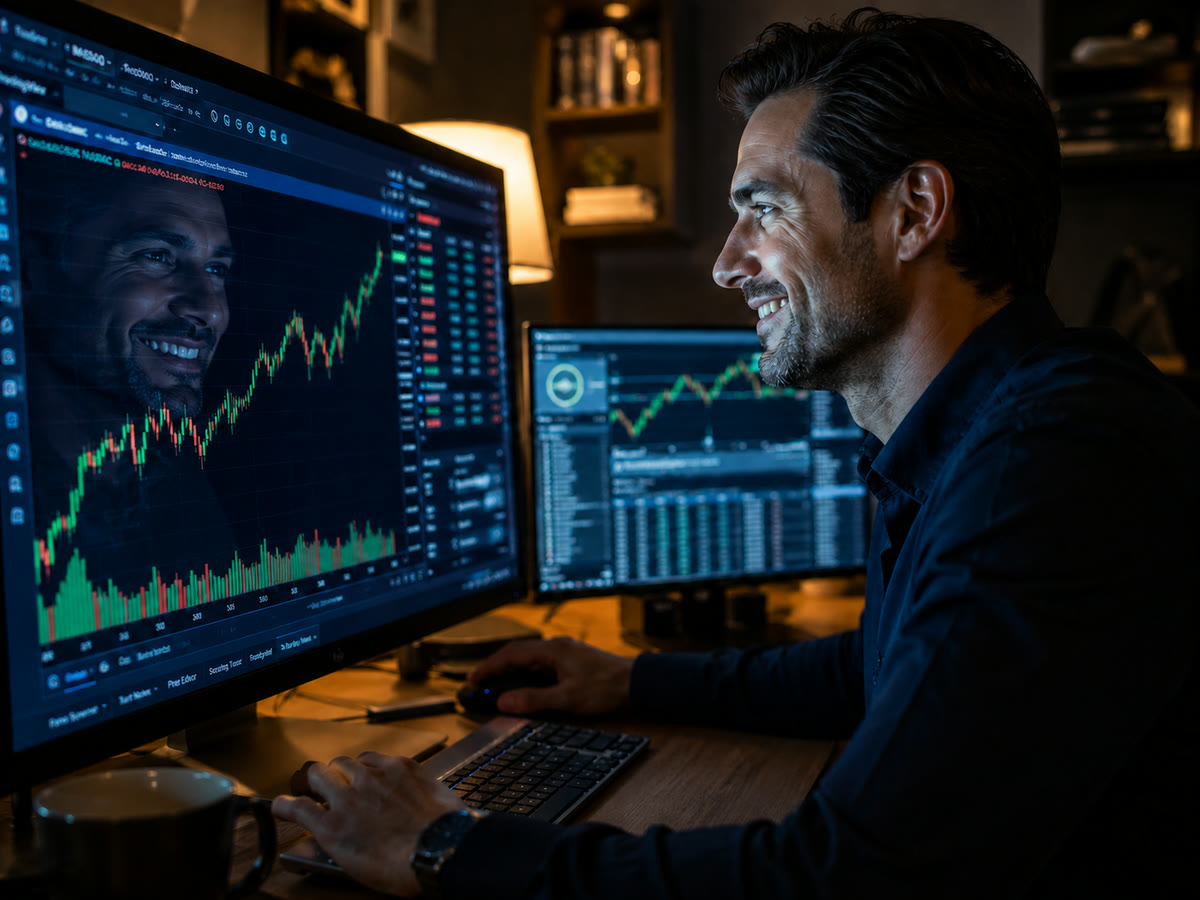 Trader reviewing market strategy charts